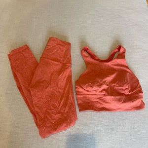 lululemon set (wunder train 25” legging + wunder train long line bra)